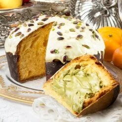 Fiasconaro Dolce & Gabbana Sicilian PISTACHIO PANETTONE IN SMALL TIN, 500 G -Piccolos Gastronomias 02 dolce and gabbana fiasconaro panettone pistacchio 5 f2125db6 2e56 4ebe 82d7 064704f32076