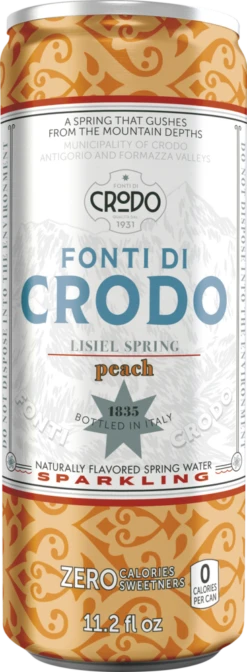 Fonti Di Crodo Peach Sparkling Water, Made In Italy, 6 Pack 11.2 Fl Oz