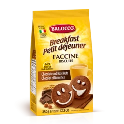 Balocco Faccine Biscuits, Chocolate & Hazelnut Cookies, 12.3 Oz | 350g
