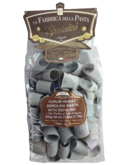 La Fabbrica Della Pasta Squid Ink Mezzi Paccheri Rigati, #595, 17.6 Oz | 500g