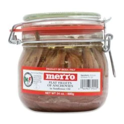 Merro Fillets Of Anchovies In Sunflower Oil, 24 Oz - 680g Mason Jar