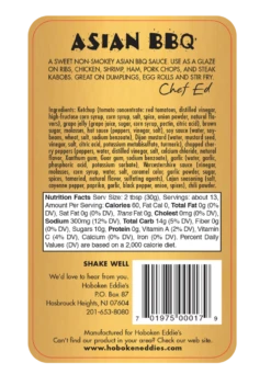 Hoboken Eddie's Asian BBQ, 14 Oz -Piccolos Gastronomias Asian BBQ 14 oz back