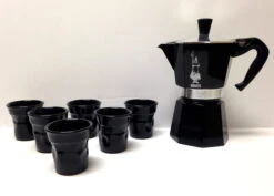 Bialetti Moka Express Stovetop And 6 Cups, Gift Set - Black