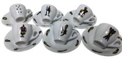 Italian Playing Cards Espresso Cups And Saucers Set Of 6