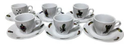Italian Playing Cards Espresso Cups And Saucers Set Of 6 -Piccolos Gastronomias Cards 3