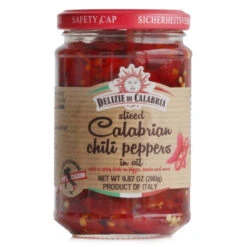 Delizie Di Calabria Sliced Calabrian Chili Peppers, 9.87 Oz | 280g