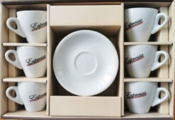 Espresso Cups/Saucers - Espresso Imprinted Set Of 6