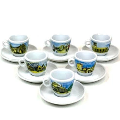 Nuova Point Porcelain Espresso Cup With The Genova Cities, Set Of 6