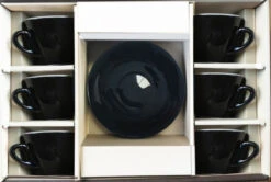 Milano Style Espresso Cups And Saucers, Set Of 6 -Piccolos Gastronomias MilanoStyleEspressoCupsandSaucers BlackSetof6
