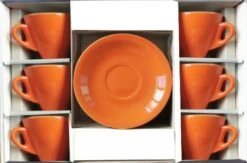 Milano Style Espresso Cups And Saucers, Set Of 6 -Piccolos Gastronomias MilanoStyleEspressoCupsandSaucers Orange Setof6