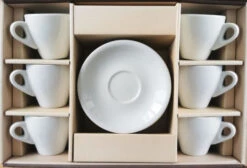 Milano Style Espresso Cups And Saucers, Set Of 6 -Piccolos Gastronomias MilanoStyleEspressoCupsandSaucers White Setof6