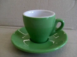 Nuova Point - Milano Espresso Cups And Saucers, Green, Set Of 6