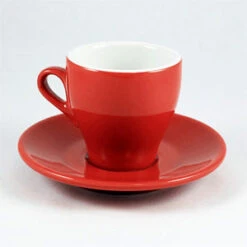 Nuova Point - Milano Espresso Cups And Saucers, Red, Set Of 6