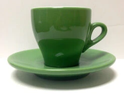 Nuova Point - Cappucino Cups And Saucers, Green, Set Of 6