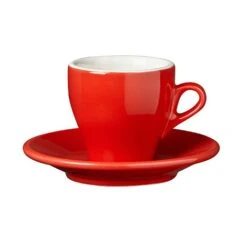 Nuova Point - Cappucino Cups And Saucers, Red , Set Of 6