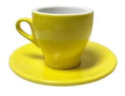 Nuova Point - Cappuccino Cups And Saucers, YELLOW, Set Of 6