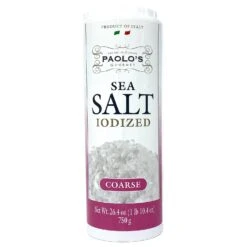 Paolo's Sea Salt Coarse Iodized, 26.4 Oz Tube