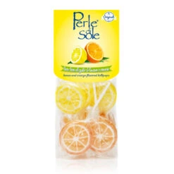 Perle Di Sole Assorted Lemon And Orange Lollipops, 4.94 Oz. - 140g