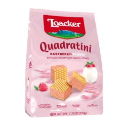 Loacker Quadratini Bite Size Wafers, Raspberry-Yogurt, 7.76 Oz | 220g