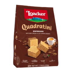 Loacker Quadratini Bite Size Wafers, Espresso, 7.76 Oz | 220g
