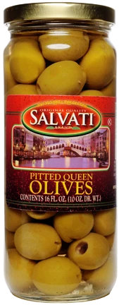 Salvati Pitted Queen Olives 16 FL. OZ. Jar