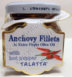 Talatta Anchovies In Olive Oil With Hot Pepper 106g Jar