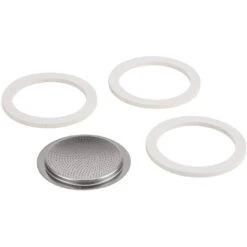 Gasket + Screen For 3/4 Cup Vev Vigano & Kontessa Coffee Makers Stove Top Pots (Set Of 3 Gasket + 1 Screen)