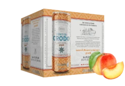 Fonti Di Crodo Peach Sparkling Water, Made In Italy, 6 Pack 11.2 Fl Oz -Piccolos Gastronomias crodo resize peach