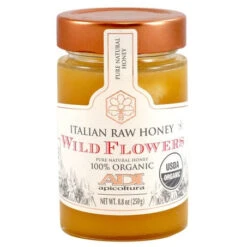 ADI Apicoltura Organic Wild Flowers Honey, 100% Pure Italian Honey, 8.8 Oz | 250g