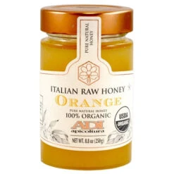 ADI Apicoltura Organic Orange Honey, 100% Pure Italian Honey, 8.8 Oz | 250g