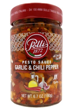 Polli Pesto Sauce, Garlic & Chili Pepper, Spicy, 6.7 Oz | 190g