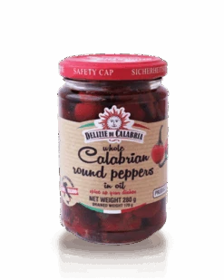 Delizie Di Calabria Cherry Calabrian Chili Peppers, 9.87 Oz | 280g