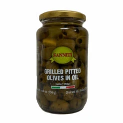 Sanniti Grilled Pitted Olives In Oil, Product Of Italy, 19.4 Oz | 550g