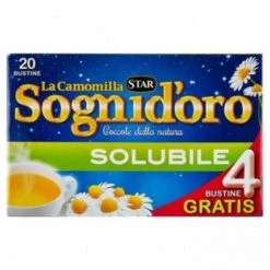 Sognidoro Chamomile Herbal Tea, Solubile, 20 Bags, 3.5 Oz | 100g