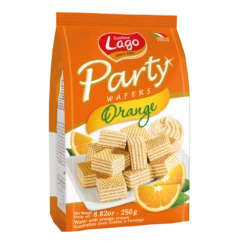 Lago Party Wafers Orange, 8.82 Oz | 250g